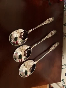 Royal Doulton Old Country Roses Silver Plated Serving Spoons Lot Of 3 NEW - Picture 1 of 5