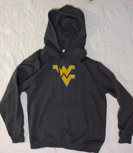 West Virginia Mountaineers Majestic Mens Hoodie Large Gray Sweatshirt Vintage - Picture 1 of 5