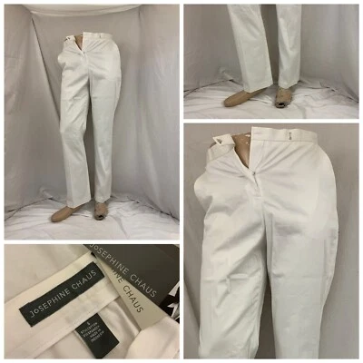 Calça Josephine Chaus tamanho 6 algodão branco stretch nova com etiquetas $69 YGI S1-364 - Imagem 1 de 4