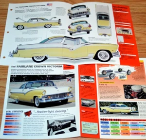 Ford Crown Victoria 1956 información de especificaciones folleto original póster anuncio 56 Fairlane - Imagen 1 de 1