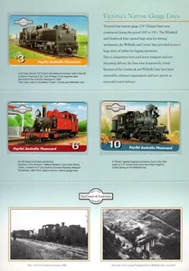 1995 Australia Pay-Tel Victoria Narrow Gauge Lines Set Of 3 Phone Card Pack, VGC - Bild 1 von 2