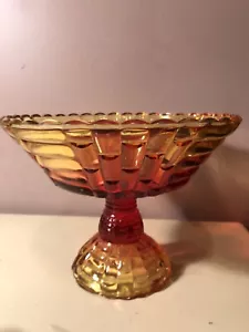 Vintage 1950s Jeannette Glass Amberina Louisa Footed Fruit Bowl Compote - Picture 1 of 6