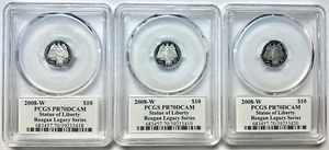 2008-W $10 1/10 Platinum PCGS PR70DCAM ⭐️ Reagan Legacy 3 ea! Sequential Serials - Picture 1 of 2