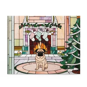 Weihnachten Mops Puzzle, 120 252 500 Mops Geschenk, Buntglas Puzzle, Hund Puzzle - Bild 1 von 4