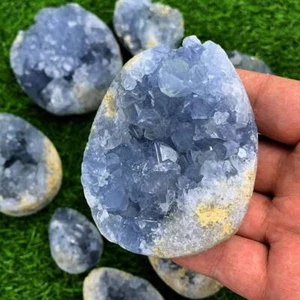 150-200g Natürlicher Celestit Quarz Kristall Cluster Chakra Heilung Geode Edelstein - Bild 1 von 24