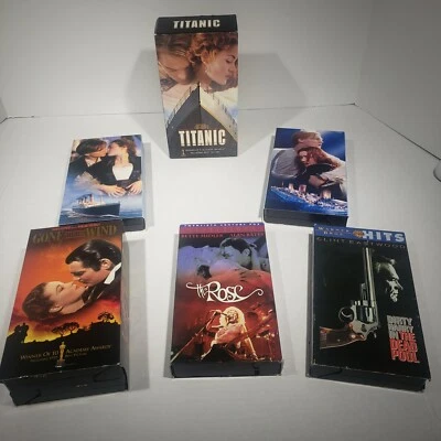 VHS #1 TITANIC, GONE WITH THE WIND, THE ROSE  & DEAD POOL  - Image 1 of 4