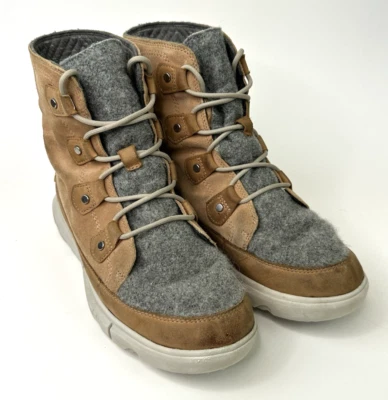 Sorel Explorer Snow Boots Womens Size 9 Brown Gray Suede Fabric NL4460-253 - Image 1 of 4