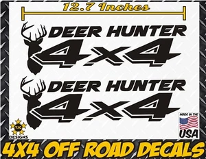 4x4 Truck Bed Decals MATTE BLACK for Dodge Dakota Ram Sticker Set 2 Deer Hunter - Picture 1 of 4
