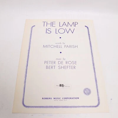 Michael Parish The Lamp Is Low Piano Voz Partituras 1939 Robbins Music Foto 1 de 4