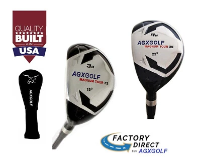 AGXGOLF TALL (PLUS I.5 INCH) MENS LEFT HAND XS #3 & #4 GRAPHITE HYBRID IRONS SET - Image 1 of 2