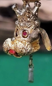 Vintage MONET Mechanical DOG CHARM Winking Gold Crown - Picture 1 of 12