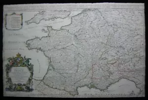 1680 Jaillot Sansón Original Mapa Grande de Francia Todo el Reino bajo Luis XIV - Imagen 1 de 7