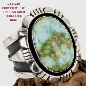 Anillo ORO SONORAN Turquesa Plata Esterlina Navajo COOPER WILLIE 10.5 PESADO - Imagen 1 de 11