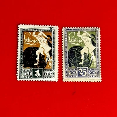 LATVIA STAMPS FROM 1919 SC#65,67 MINT HINGED - Image 1 of 2