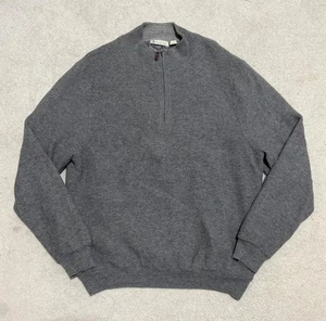 Donald Ross Lambswool Sweater Mens Large Gray Quarter Zip Lined Golf Pullover - Picture 1 of 12