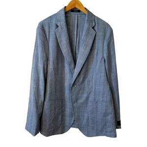 NWT Nordstrom Men's Trim Fit Plaid Linen Blend 2 Button Blazer Size 42R - Picture 1 of 11