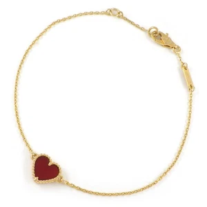 Van Cleef & Arpels Bracelet Sweet Alhambra Heart VCARN59L00 Carnelian 750YG - Picture 1 of 12