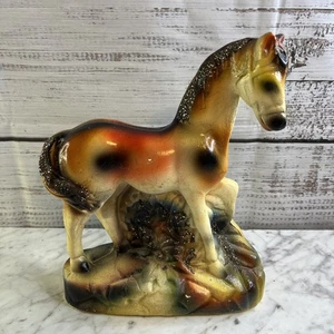 Vintage Chalkware Pferd bunt Glitzer Glitzer Karneval Preis - Bild 1 von 20