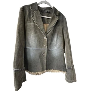 Chaqueta de Pana Simple Wish Dobladillo Crudo Talla 14 Verde Oliva Terciopelo Borde Flecos Boho - Imagen 1 de 12