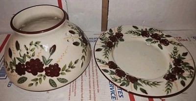 Tarro de velas grande vintage con sombra verde malva y crema floral Foto 1 de 4