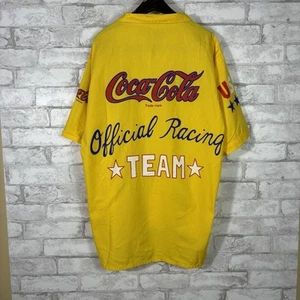 Vintage Coca Cola Racing Shirt 80s Button Up Coke Mens Large Soda Promo - Picture 1 of 8