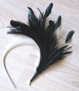 Diadema de pluma NEGRA fascinador Millinery Boda x - Imagen 1 de 2