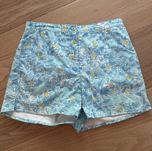 Lilly Pulitzer VTG Girls Kiss the Cook Monkey Printed Cotton Shorts Size 10 Blue - Picture 1 of 4