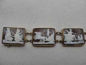 Pulsera Cameo Cameo Oro 14K Dioses Romanos 7 Días de la Semana Cáscara de Cornalina - Imagen 1 de 12