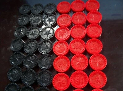 42 Connect 4 Four Game Pieces Part Checkers 21 Red 21 Black Eagle USA Star - Image 1 of 4