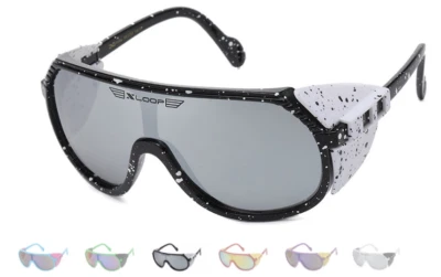 X-Loop Oversized Mirrored Lens Side Shield Sunglasses Ski Snow Biking Outdoor - Image 1 of 3