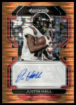 J382 JUSTIN HALL RC AUTO 2022 PRIZM DRAFT PICK NEON ORANGE /49 BALL STATE RA-JHA - Image 1 of 2