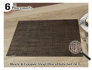 6x Black and Copper Placemats 45cmx31cm, Creative Tops Set of 6 Vinyl Placemats - Picture 1 of 3