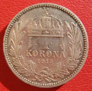 HUNGARY 1 Krone Francis Joseph I (Franz Joseph I) 1915 SILVER NICE COIN KM# 492 - Picture 1 of 24