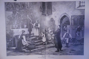 Vor dem Erntefest Erntedank - Altar - Blume-Siebert - Holzstich - aus 1893 - Picture 1 of 1