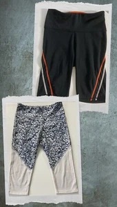 2 Pairs Rockwear 3/4 Leggings &Shorts Sz 10 Activewear Pants Blue Abstract Black - Picture 1 of 14