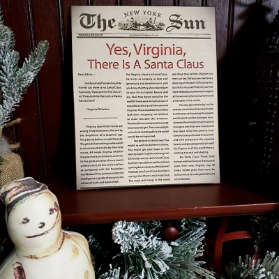 SIGNO VINTAGE PRIMITIVO ESTILO 1897 NAVIDAD NEW YORK SUN NEWS SÍ VIRGINIA SANTA Foto 1 de 4