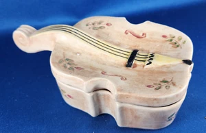 Vintage Violin Trinket Jewelry Box Porcelain Hand Painted 19H - Picture 1 of 9