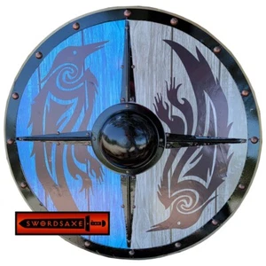 Assassin's Creed Valhalla Eivor Odin Raven Clan Norse Viking Wooden Shield Steel - Picture 1 of 2