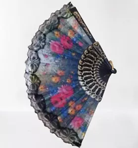 Traditional Silk Printed Japanese Folding Hand Fan Multicolor Free Ship k834 - Picture 1 of 4