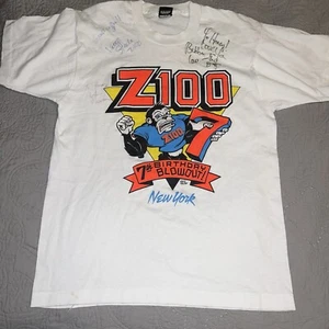 Vintage Z 100 Radio Station T-Shirt Signed 1990 Single Stitched DJs Augtograph - Bild 1 von 8