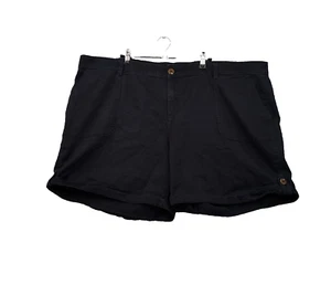 Lane Bryant Shorts Women 24 Plus Black Utility Pocket Hi Rise Flat Front Stretch - Picture 1 of 12