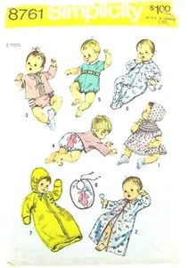 Simplicity Vintage 1970s 6-Month 13-18 Pound Baby Clothes Sewing Pattern - Picture 1 of 2
