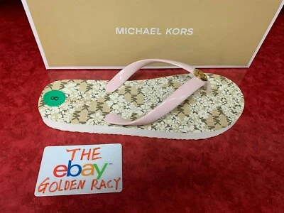 NIB Michael Kors Jet Set Womens Rubber Flip Flops Blossom/Gold SZ 6-10 45H3MKFAQ - Image 1 of 4