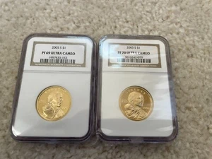 2005 Sacagawea dollar coin, graded ngc proof, 2 coins - Picture 1 of 5