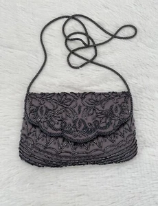 Valerie Stevens Evening Bag Purse Beaded Crossbody Shoulder Bag Hand Made Gray - Picture 1 of 10