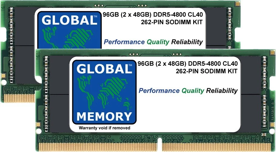 96GB 2x48GB DDR5 4800MHz PC5-38400 262-PIN SODIMM LAPTOP/NOTEBOOK MEMORY RAM KIT - Image 1 of 1