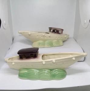 Vintage Pair Boats Ships MCM Brush McCoy 885 USA Planter Lot 16 - Picture 1 of 12