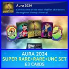 AURA 2024-SUPER RARE + RARE + ENSEMBLE PEU COMMUN - JEU DE 63 CARTES-TOPPS DISNEY COLLECTION