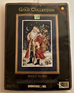 1998 Dimension Gold SANTA AT HIS BEST Needlepoint KIT NEW SEALED 9112 Christmas - Picture 1 of 2