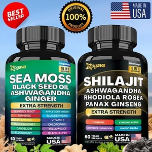Zoyava Dynamic Vitality Bundle - Sea Moss 7000mg,Black Seed Oil 4000mg/ Shilajit - Picture 1 of 9